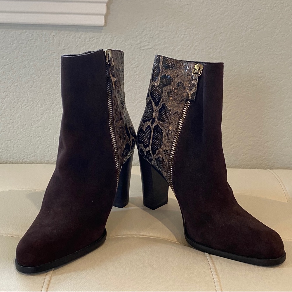 ELYSE WALKER “Jill” Brown Suede + Snake Boots 37